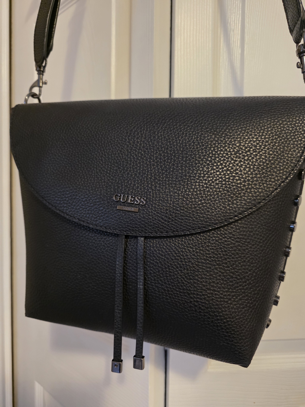 Guess Pebbled Leather Bucket Crossbody